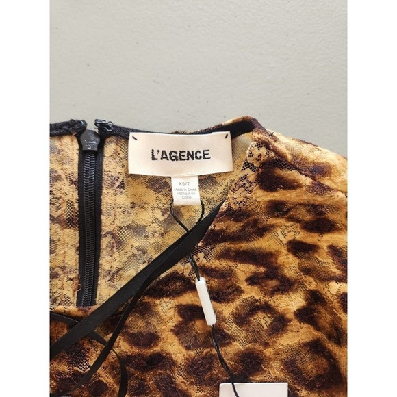 NWOT L’AGENCE Leopard Sheer Long Sleeve Bodysuit SIZE XS - Picture 8 of 10